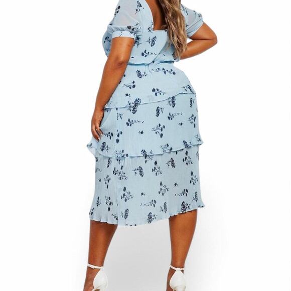 Plus floral plisse tiered frill - Picture 2 of 7